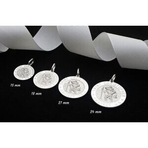 Round Real Silver Saint Christopher Pendant, High Quality Solid Silver 925 ITALY